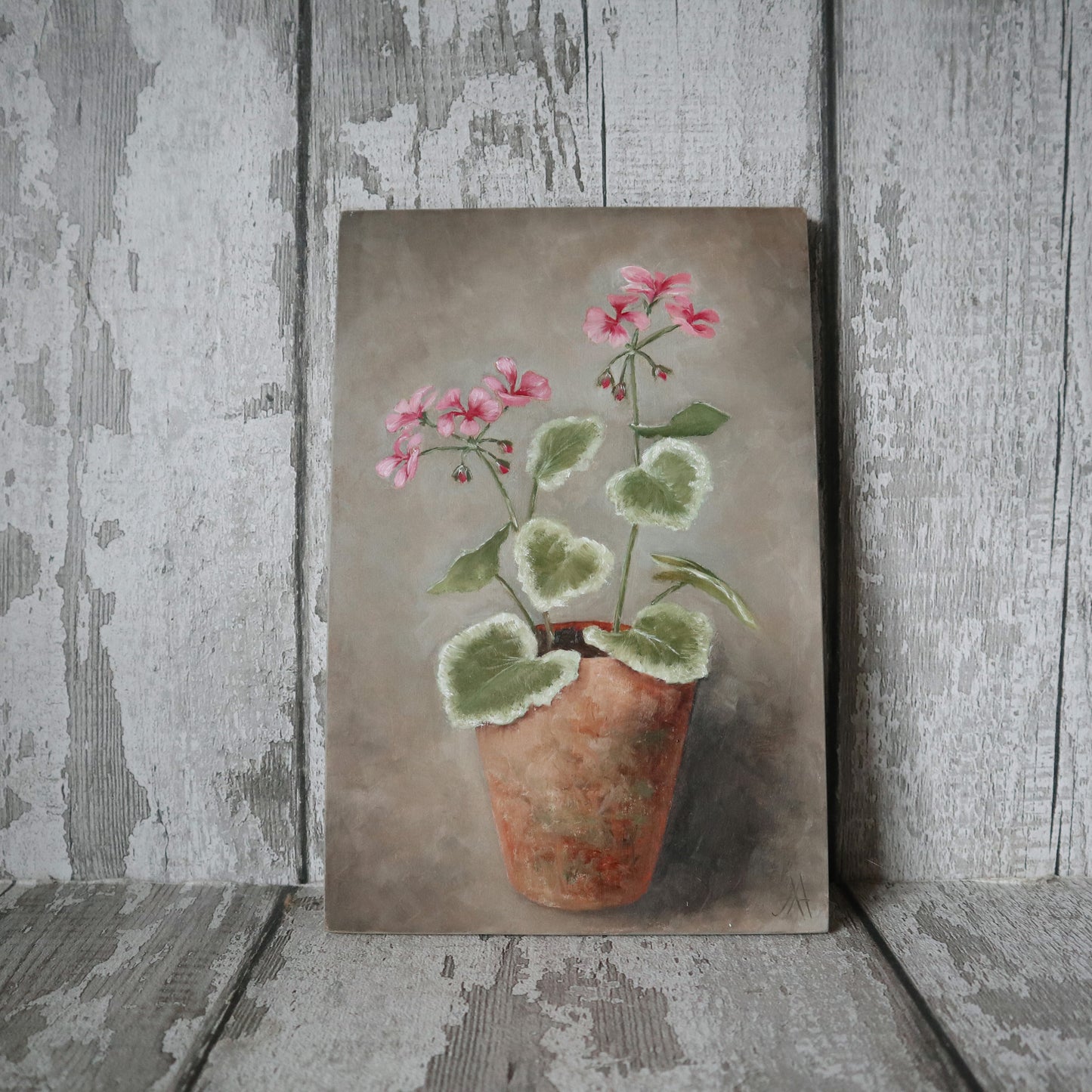 Original Oil Painting From The Potted Floral Collection 'Geranium'