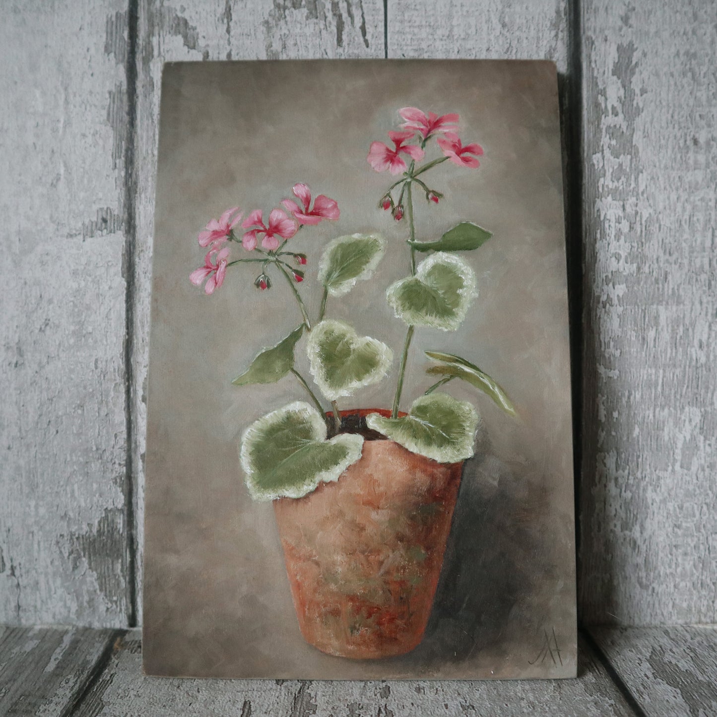 Original Oil Painting From The Potted Floral Collection 'Geranium'