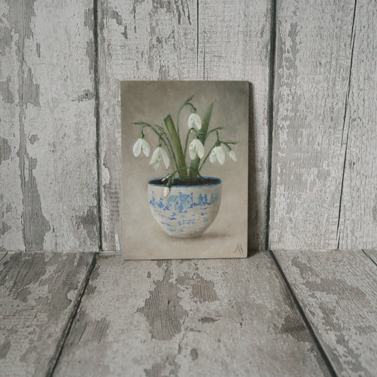 Original Oil Painting From The Blue & White Potted Floral Collection 'Snowdrops'