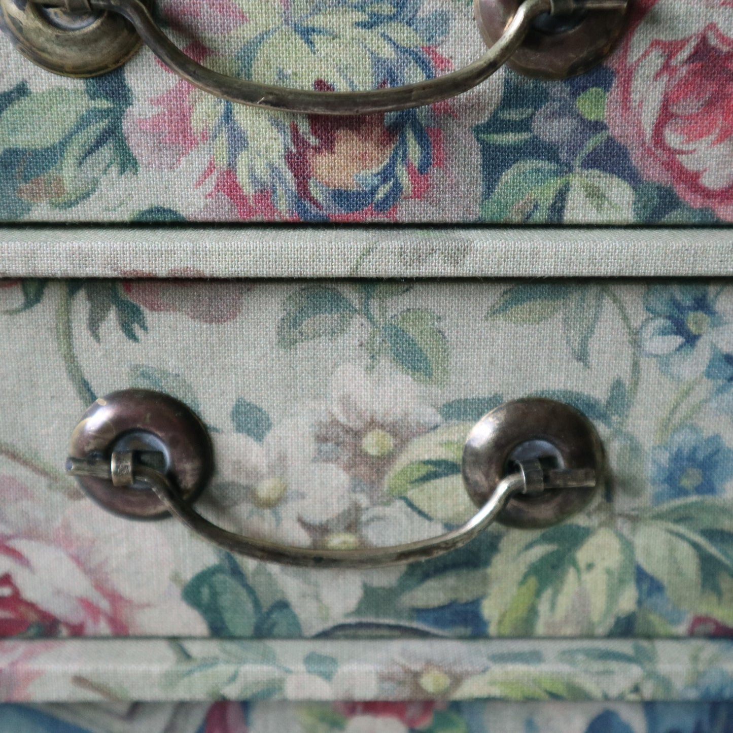 Vintage Library Cabinet - Aubusson Fabric Covered Chest of Drawers