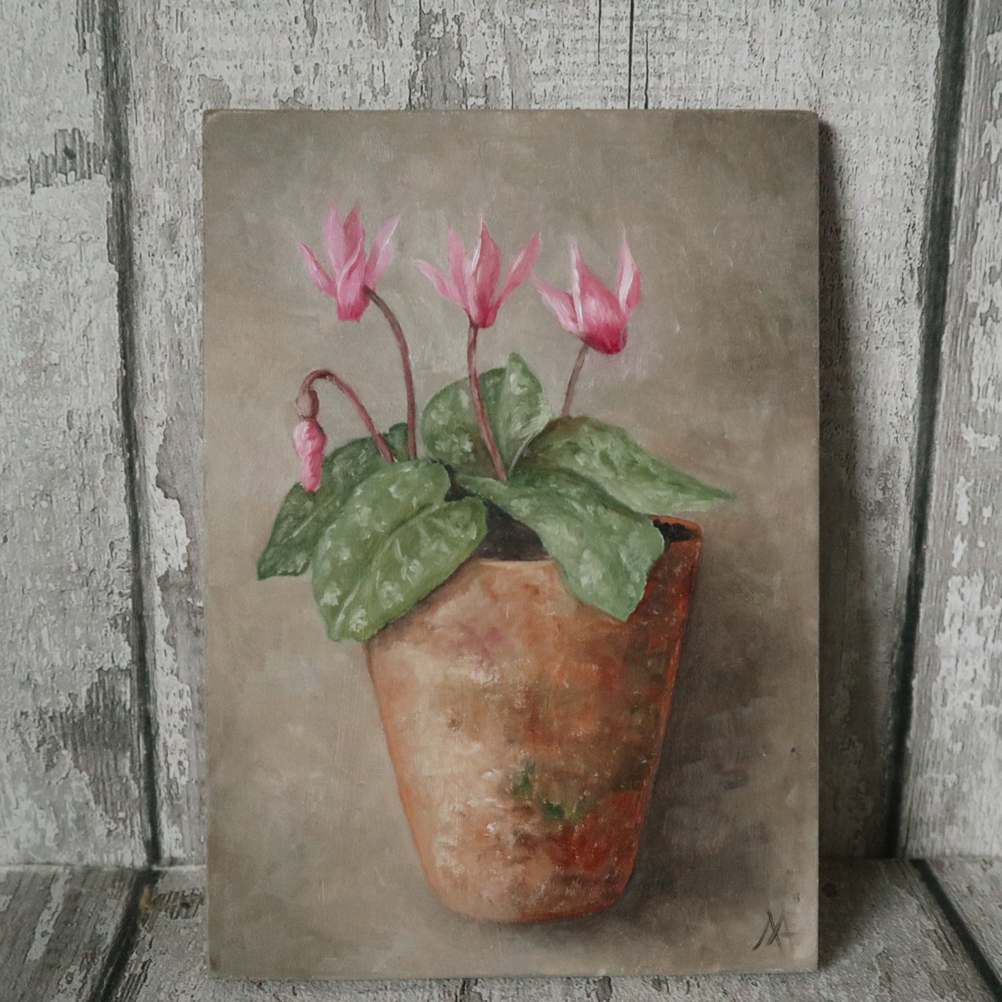 Original Oil Painting From The Potted Floral Collection 'Cyclamen'