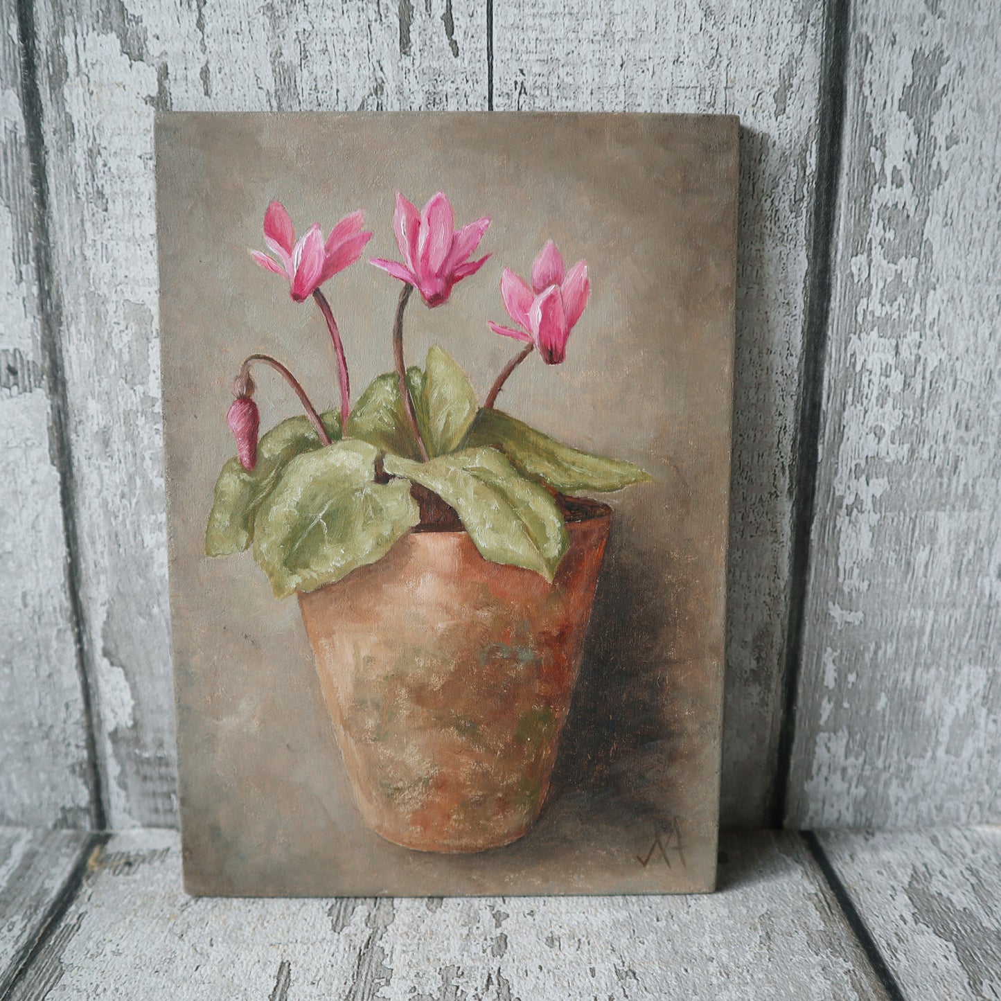 Original Oil Painting From The Potted Floral Collection 'Cyclamen'